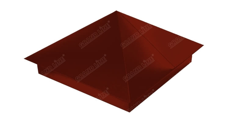 Колпак на столб 390х390 Satin с пленкой RAL 3011 коричнево-красный