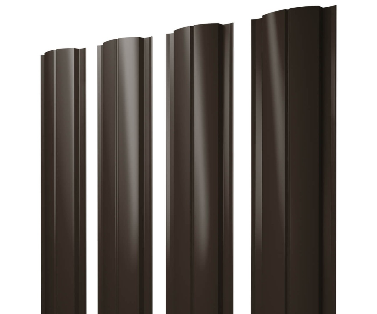 Штакетник Полукруглый Slim 0,5 GreenСoat Pural Matt RR 32 темно-коричневый (RAL 8019 серо-коричневый)