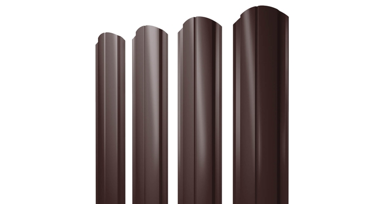 Штакетник Полукруглый Slim фигурный 0,5 GreenСoat Pural RR 887 шоколадно-коричневый (RAL 8017 шоколад)