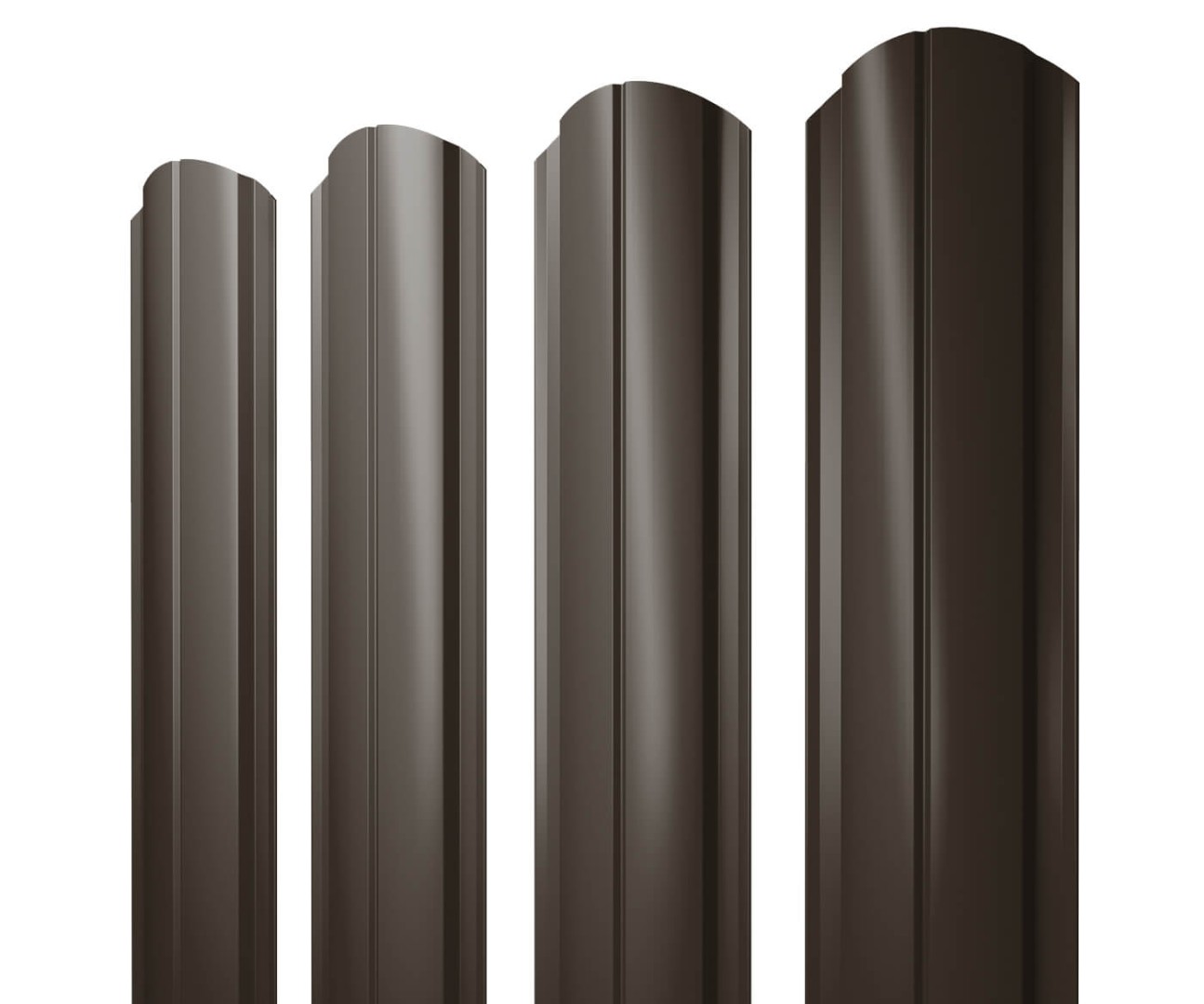Штакетник Полукруглый Slim фигурный 0,5 Satin Мatt RR 32 темно-коричневый