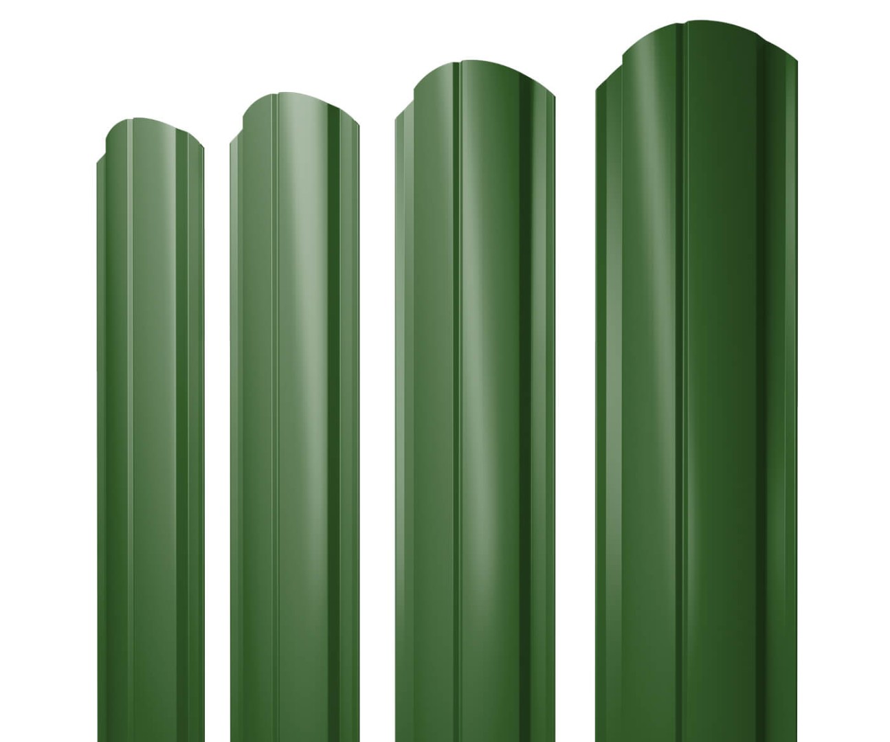 Штакетник Полукруглый Slim фигурный 0,45 PE RAL 6002 листвено-зеленый