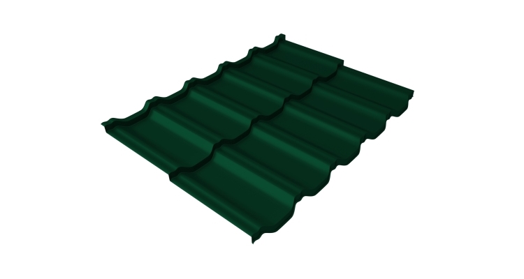 Металлочерепица модульная квинта Uno Grand Line c 3D резом 0,5 Satin Matt RAL 6005 зеленый мох