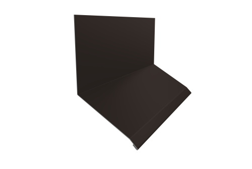 Планка примыкание верхнее к стене фальц 150х130х20 0,5 Satin Matt RR 32 темно-коричневый (3м)